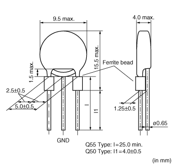 DST9ND31H223Q55#|リードタイプ三端子コンデンサ|ノイズ対策部品/EMI