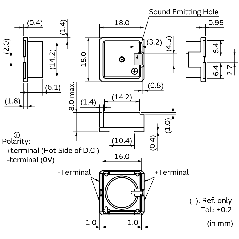 PKMCS1818E20A0-R1|圧電サウンダ/ブザー|発音部品(ブザー)|村田製作所