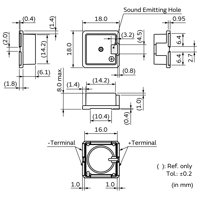 PKMCS1818E2001-R1|圧電サウンダ/ブザー|発音部品(ブザー)|村田製作所
