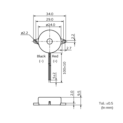 PKB24SWH3301|圧電サウンダ/ブザー|発音部品(ブザー)|村田製作所