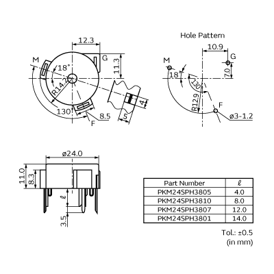 PKM24SPH3801|圧電サウンダ/ブザー|発音部品(ブザー)|村田製作所